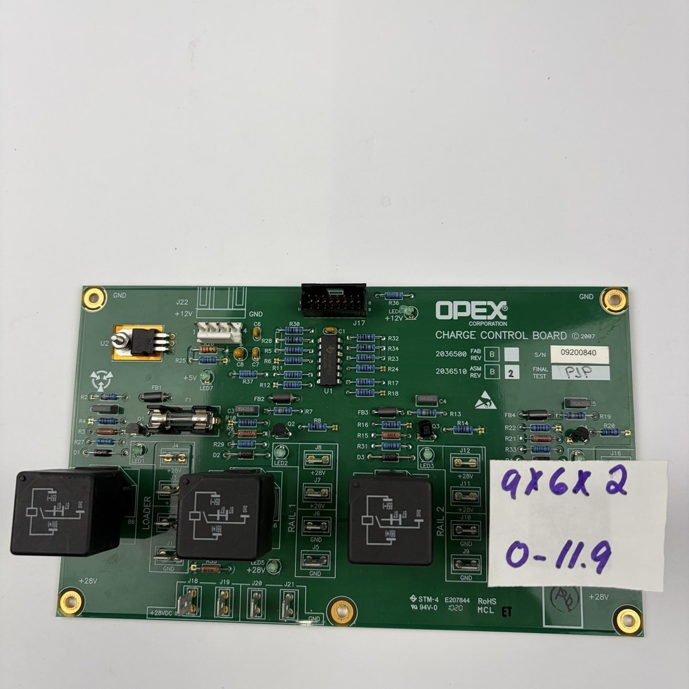OPEX Corporation Charge Control Board 2036500 2036510 REV B FR-4 Green PCB 2007